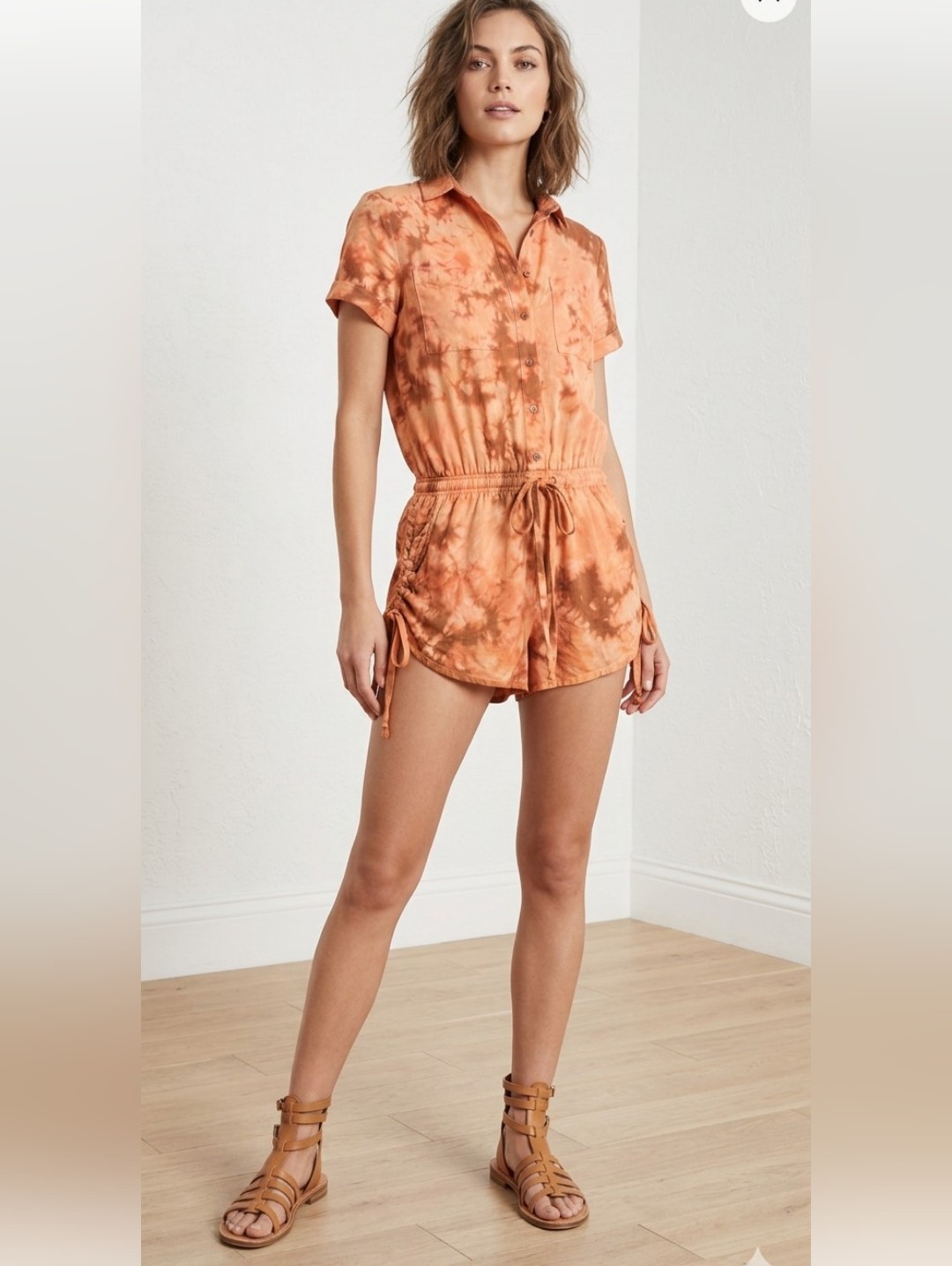 Honey Punch Orange Tie-Dye Romper Sz S